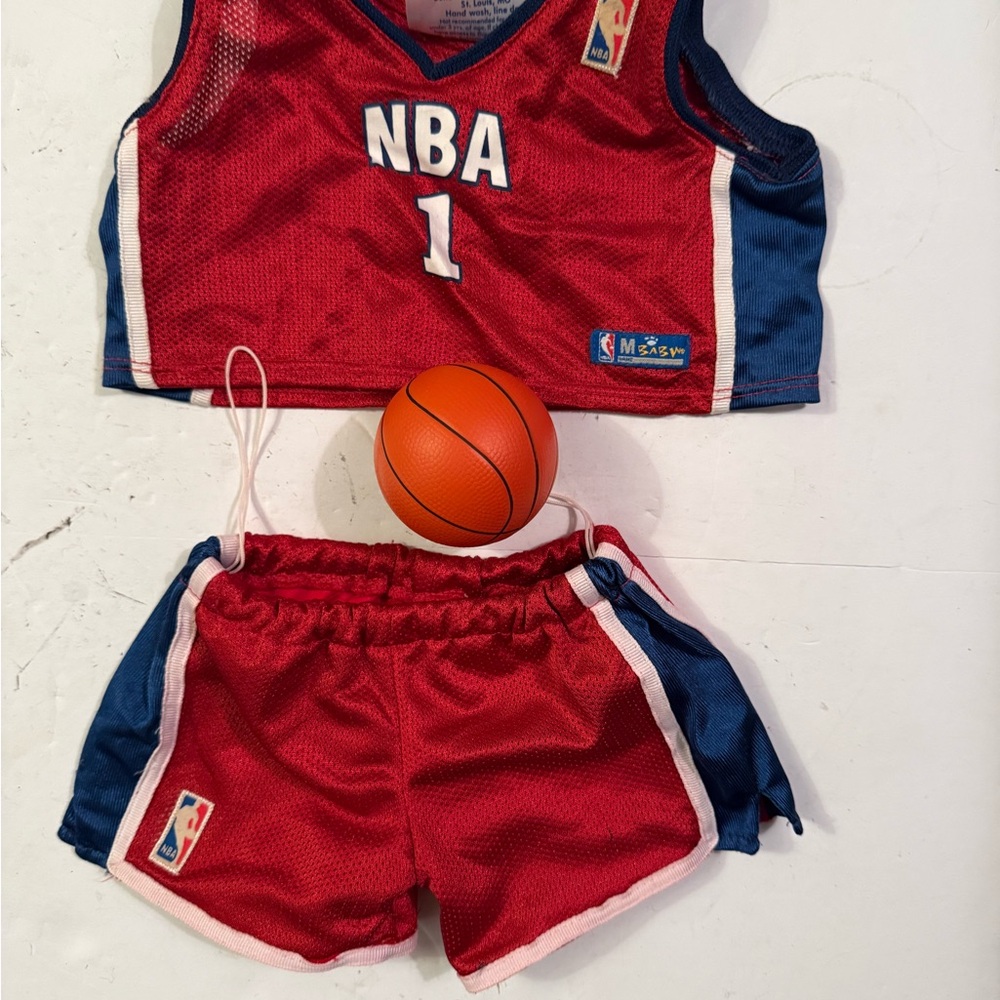 Build a Bear NBA Basketball Jersey and Shorts Red Blue White #1